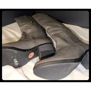 Rampage Rialto Boots Women 7 Gray Faux Leather Knee High‎ Riding Moto thumbnail 4