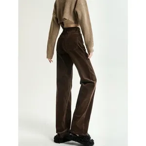 Mocha Brown Corduroy High Waisted Wide Leg Pants‎ Women Size S Relaxed Fit new thumbnail 3