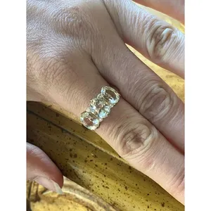 Natural Yellow Labradorite Sterling Silver Ring Size 10 Gold thumbnail 3