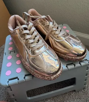 Qupid Mirrored Rose Gold Sparkly Sneakers size 7 thumbnail 1