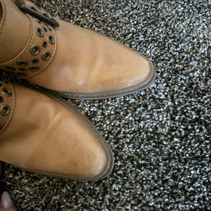 Vtg Y2K MIA Leather Block Heel Western Pointed Toe Boot Mule Sz 8 Harness‎ Strap thumbnail 6