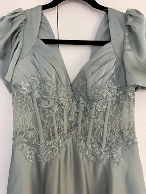 Agave Green Azazie Bridesmaid Dress A-Line Satin thumbnail 5
