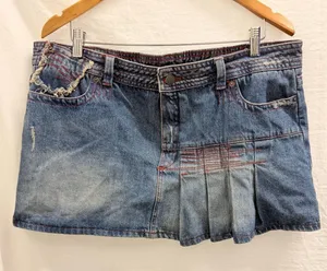 Jaded London‎ Sherbet Denim Side Pleat Mini Skirt Festive Streetwear Distressed thumbnail 1
