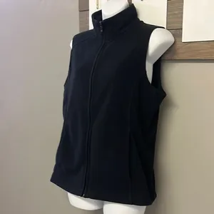 Land’s End Women’s Black Full Zip-Up Fleece Mock Neck Vest with Pockets- Medium thumbnail 4