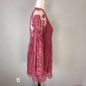 Free People Jens Pirate Booty El Sol Dark Rose Lace Babydoll Mini‎ Dress Size S thumbnail 7