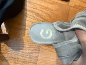 Gray Suede Peep-Toe Booties  thumbnail 2