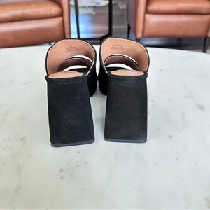 Free People Love is Everywhere Black Velvet Platform Sandals Women's Size 11‎ thumbnail 5