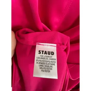 STAUD women's‎ Crosshill Pink Satin Twist Front Long Sleeve Mini Dress Size XS thumbnail 6