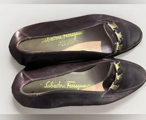 SALVATORE FERRAGAMO Boutique Brown Leather Gancini Link Strap Loafers Size 5‎ B thumbnail 3