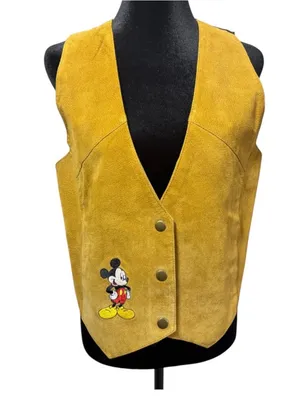 Vintage Disney Mickey Vest Leather Suede front thumbnail 1