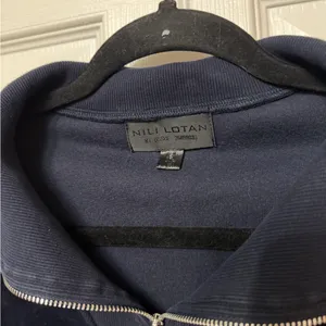 NILI LOTAN BENTLEY VELOUR QUARTER ZIP SWEATSHIRT in navy size small‎ thumbnail 4