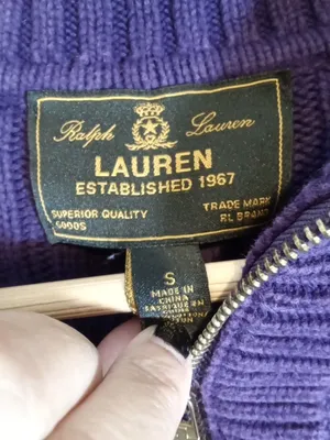 Ralph Lauren Purple Zip-Front Cable Knit Sweater Cotton High Neck Womens S thumbnail 2