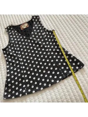 Anthropologie Maeve Polka Dot Black & White Sleeveless Blouse Top Sz M Medium thumbnail 4