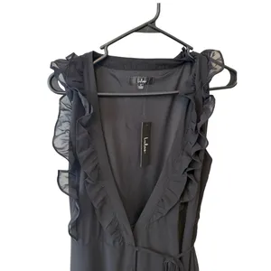 NWT Lulus Major‎ Elegance Black Sleeveless Ruffled Wrap Maxi Dress SZ SMALL thumbnail 10