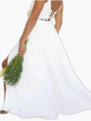Lulu's White High-Slit Flowing Maxi Skirt thumbnail 2