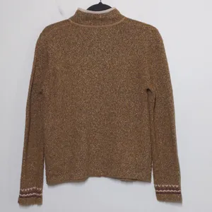 Woolrich Full Zip Cardigan with Leaf Embroidery in Fawn Heather - Size S - GUC thumbnail 8