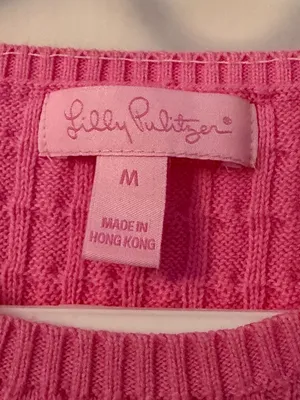 Lilly Pulitzer pink cable knit long sleeve sweater size medium preppy classic thumbnail 7