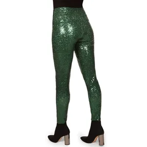 NEW Tipsy Elves Green Sequin High Waisted Leggings Medium Party Holiday Sparkly thumbnail 3