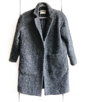 Charcoal Grey Textured Oversized Coat Gray thumbnail 1