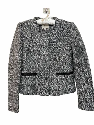 Ann Taylor Loft Women’s Chunky Tweed Collarless Wool Blend Blazer Size 4 thumbnail 2