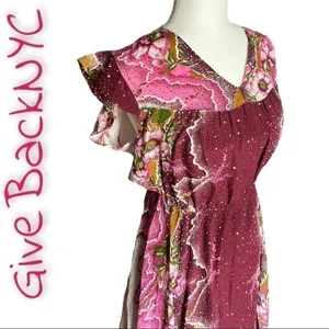 Vintage Floral Midi Dress in Purple and White Size S thumbnail 2