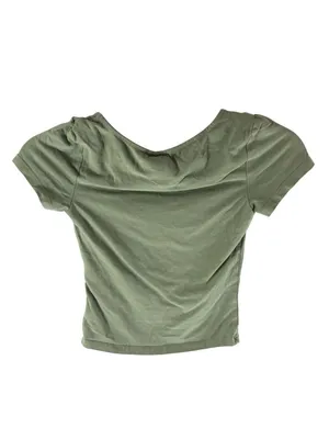H&M Divided Green Scoop Neck Crop Top Short Sleeve XXS thumbnail 2