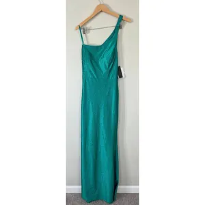 City Studios Junior‎ Glitter Size 18 Jade Green Maxi One Shoulder NEW thumbnail 3