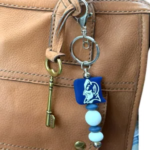Handmade Duke Blue Devils Keychain with beads. Bag Charm, Zipper Pull. Team Spirit. thumbnail 4