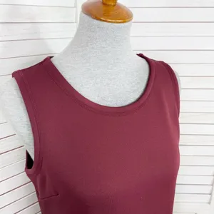 Athleta Sleeveless Tunic Fleece‎ Lined Scuba Knit Dress Maroon Small thumbnail 5