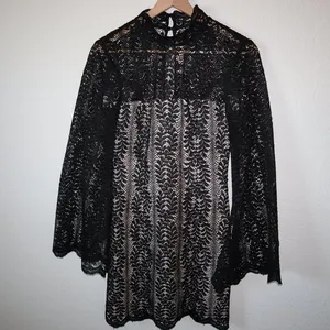 Keepsake the label Uptown black Lace mock neck Whimsigoth grunge dress XS thumbnail 3