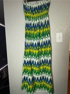 Free People Vintage Y2K Boho Ikat Strapless Maxi Dress size xs thumbnail 3