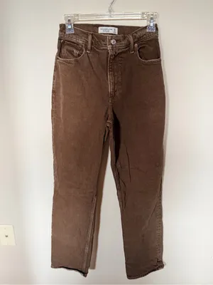 Abercrombie the 90s straight ultra high rise 25 curve love brown thumbnail 2