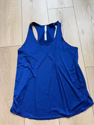 Lululemon Essential Tank Pleated Larkspur Blue Scoop Neck Athletic Top Size 14 thumbnail 10