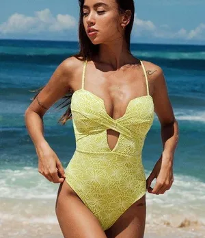 BERLOOK Jacquard Criss-Cross One-Piece Swimsuit 44 thumbnail 1