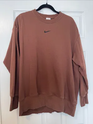 Nike Women's Oversized Crewneck Sweatshirt in Brown thumbnail 1