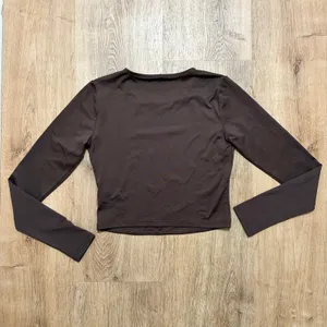 LILLY LOVES | Women's‎ Brown Long Sleeve Crop Smoothing Fitted Crop Top, Size XS thumbnail 2
