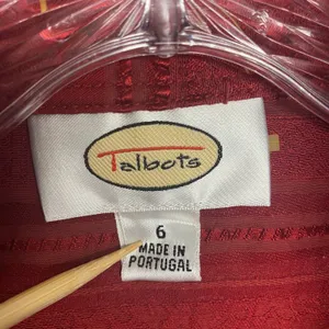 Talbots Shirt Womens 6 Red Linen Cotton Button Up Collared‎ Vintage Shirt thumbnail 2