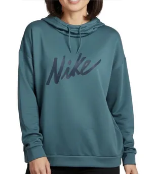Nike Therma Soft Fleece Teal Pullover Hoodie Women's medium Loose Fit Sweatshirt thumbnail 1