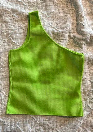 Sincerely Jules Vibrant Green One-Shoulder Tank Top thumbnail 1