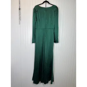 Lulus Endearing Elegance Emerald Green Satin Long Sleeve Dress Wedding Large thumbnail 5