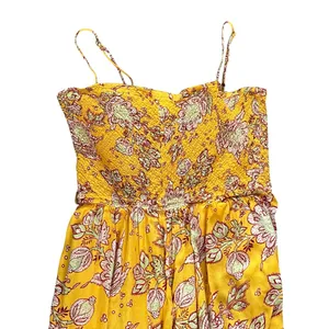 Free People Women’s Little of Your Love Marigold Yellow Floral Wide Leg Jumpsuit thumbnail 3