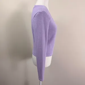 Aerie Lavender Purple Waffle Knit Faux Wrap Long Sleeve Top V-Neck Medium thumbnail 2