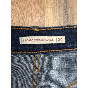 Levi's‎ Ribcage Straight Ankle Jeans 24 High Rise Distressed Dark Wash thumbnail 6