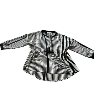 PHASOR Women's M Stripe Blouse Top Flowy Neutal Business Casual‎ Office thumbnail 3