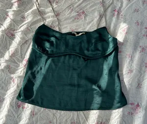 Rhinestone emerald green satin bustier cami thumbnail 1