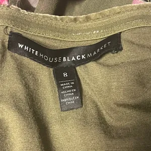 White House Black Market Olive Green Floral‎ Handkerchief Hem Midi Dress Size 8 thumbnail 6