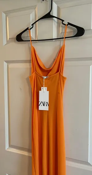 ZARA Midi Orange Dress thumbnail 3