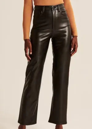 Abercrombie & Fitch The Ankle Straight Ultra High Rise Leather Pants Size 27 / 4 thumbnail 1