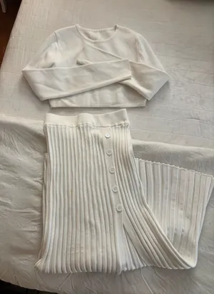 White Sweater and Skirt Set thumbnail 1