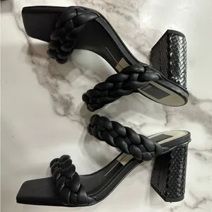 DOLCE VITA Paily Braided Slide-on Mule Sandal Heels Sz 6 Black Vaca Party thumbnail 9